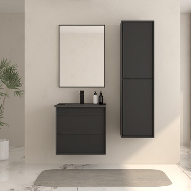 24" Matte black wall-mount vanity
