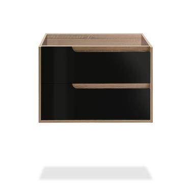 30" Black and white oak wall vanity with 2 drawers