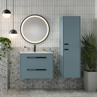 30" Matte blue finish wall-mount vanity