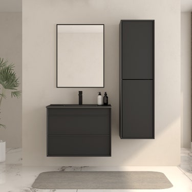 30" Matte black wall-mount vanity