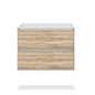 30" Glossy white and light oak wall vanity with 2 drawers