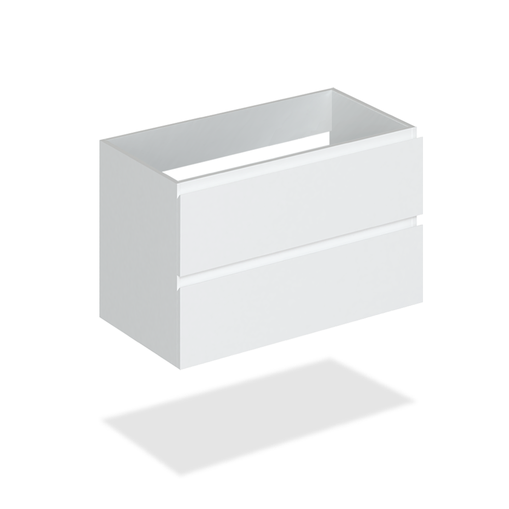 30" Glossy White Wall Vanity with 2 Drawers