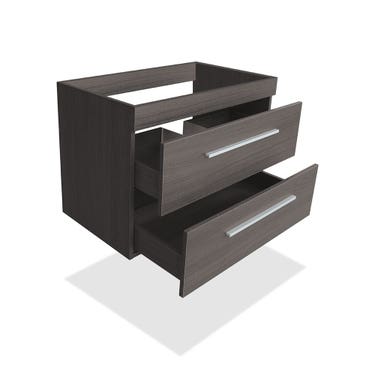 32" Grey oak finish wall vanity with 2 drawers