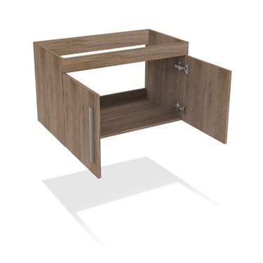 32" Light brown oak finish wall vanity with 2 doors