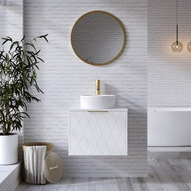 24'' Textured White Wall Vanity Set With Vessel