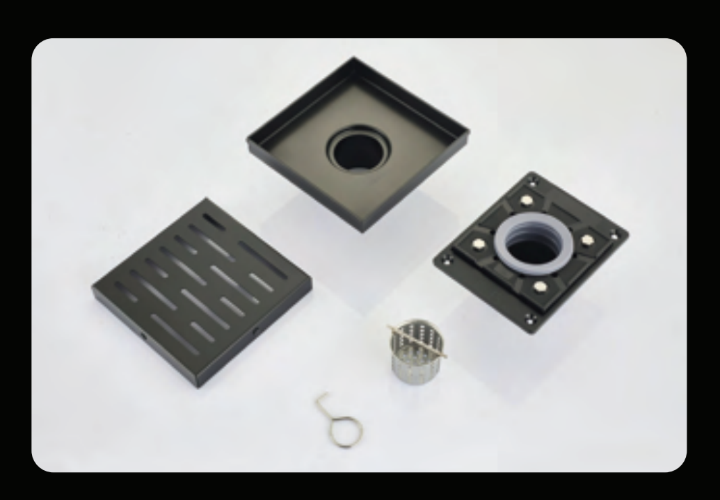Black 6" Square Shower Drain