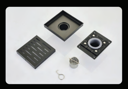 Black 6" Square Shower Drain