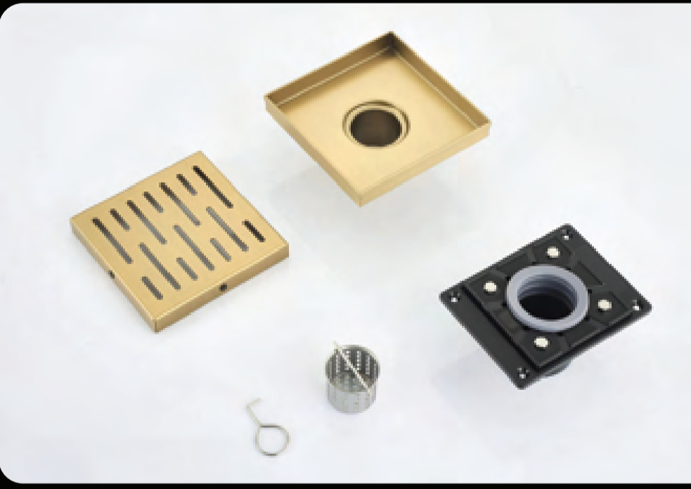 Gold 6" Square Shower Drain